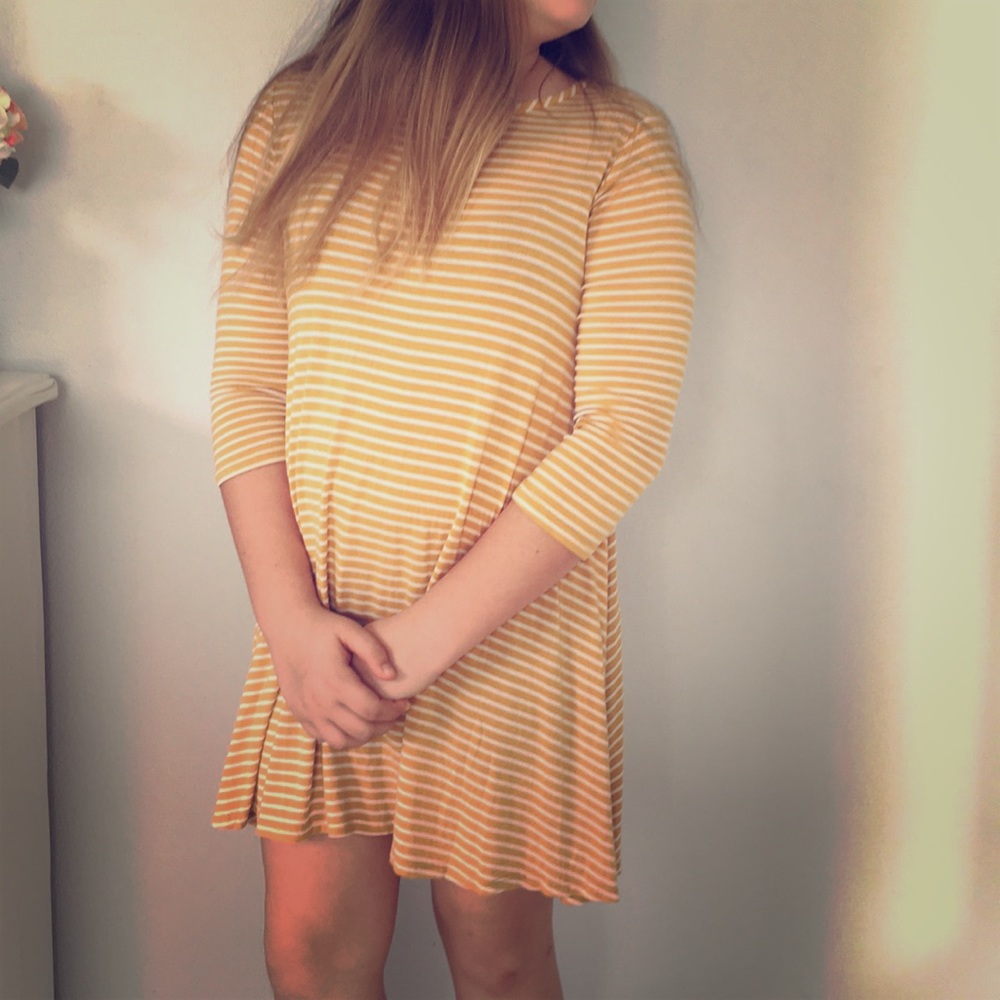 Yellow and white striped dress
